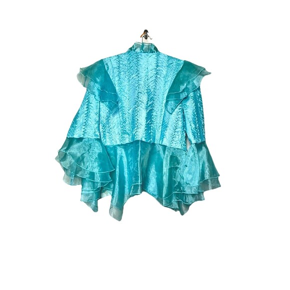 Seven Karat Vintage Y2K Blue Sheer 2-Piece Skirt Suit Set Women's M USA - Picture 9 of 11